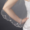 Single Layer Elbow Length Scalloped Edge with Silver Stitching & Sequins Bridal Wedding Veil 3156 1E