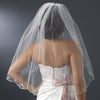 Single Layer Elbow Length Scalloped Edge with Silver Stitching & Sequins Bridal Wedding Veil 3156 1E