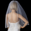 Single Layer Elbow Length Scalloped Edge with Silver Stitching & Sequins Bridal Wedding Veil 3156 1E