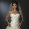 Single Layer Elbow Length Bridal Wedding Veil with Decadent Flower Accents & Beaded Edge 3379