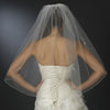 Single Layer Elbow Length Bridal Wedding Veil with Decadent Flower Accents & Beaded Edge 3379