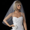 Single Layer Elbow Length Bridal Wedding Veil with Decadent Flower Accents & Beaded Edge 3379