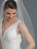 Single Layer Bridal Wedding Cathedral Veil Accented w/ Embroidered Lace & Rhinestones Veil 3434 1C