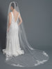 Single Layer Bridal Wedding Cathedral Veil Accented w/ Embroidered Lace & Rhinestones Veil 3434 1C