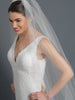 Single Layer Bridal Wedding Cathedral Veil Accented w/ Rum Pink Embroidered Lace & Rhinestones V 3481 1C