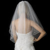 Double Tier Elbow & Fingertip Length Bridal Wedding Veil with Swarovski & Pearl Flower Accents & Pencil Edge 5000