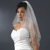 Double Tier Elbow & Fingertip Length Bridal Wedding Veil with Swarovski & Pearl Flower Accents & Pencil Edge 5000