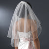 Double Tier Elbow & Fingertip Length Bridal Wedding Veil with Swarovski & Pearl Flower Accents & Pencil Edge 5000