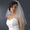 Double Tier Elbow & Fingertip Length Bridal Wedding Veil with Swarovski & Pearl Flower Accents & Pencil Edge 5000