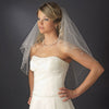 Double Tier Elbow & Fingertip Length Bridal Wedding Veil with Swarovski & Pearl Flower Accents & Pencil Edge 5000