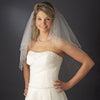 Double Tier Elbow & Fingertip Length Bridal Wedding Veil with Swarovski & Pearl Flower Accents & Pencil Edge 5000