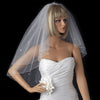 Double Tier Elbow & Fingertip Length Bridal Wedding Veil with Swarovski & Pearl Flower Accents & Pencil Edge 5000