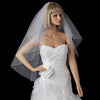 Double Tier Elbow & Fingertip Length Bridal Wedding Veil with Swarovski & Pearl Flower Accents & Pencil Edge 5000