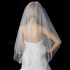 Double Tier Elbow & Fingertip Length Bridal Wedding Veil with Swarovski & Pearl Flower Accents & Pencil Edge 5000