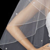 Double Tier Elbow & Fingertip Length Bridal Wedding Veil with Swarovski & Pearl Flower Accents & Pencil Edge 5000
