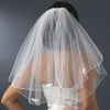 2 Layer 20" and 22" Embroidered Shoulder Length Bridal Wedding Veil 510