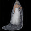 Intricate Single Layer Bridal Wedding Veil with Flower Embroidery Edge 591