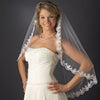 Intricate Single Layer Bridal Wedding Veil with Flower Embroidery Edge 591