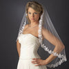 Intricate Single Layer Bridal Wedding Veil with Flower Embroidery Edge 591