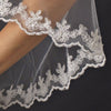 Intricate Single Layer Bridal Wedding Veil with Flower Embroidery Edge 591