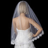 Intricate Single Layer Bridal Wedding Veil with Flower Embroidery Edge 591