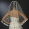 Intricate Single Layer Bridal Wedding Veil with Flower Embroidery Edge 591