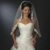 Intricate Single Layer Bridal Wedding Veil with Flower Embroidery Edge 591