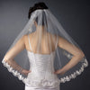 Intricate Single Layer Bridal Wedding Veil with Flower Embroidery Edge 591