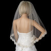 Intricate Single Layer Bridal Wedding Veil with Flower Embroidery Edge 591