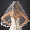 Single Layer Fingertip Length Bridal Wedding Veil with Scalloped Embroidered Edge 595