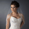 Single Layer Elbow Length w/ Scalloped Edge, crystals, bugle beads Bridal Wedding Veil 596 1E