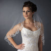 Single Layer Elbow Length w/ Scalloped Edge, crystals, bugle beads Bridal Wedding Veil 596 1E