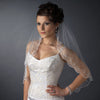 Single Layer Elbow Length w/ Scalloped Edge, crystals, bugle beads Bridal Wedding Veil 596 1E