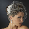 Vintage Feather Rhinestone Bridal Wedding Hair Comb & Russian Blusher Bridal Wedding Veil Cage 2718