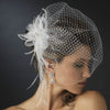 * Jeweled Feather Fascinator V Cage 3631 w/ Russian Bridal Wedding Veil