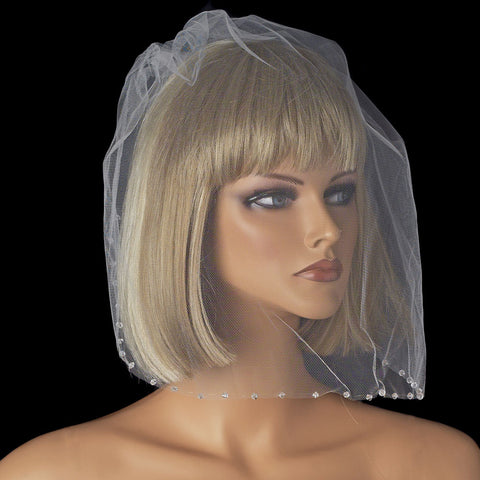 Single Layer Fine Birdcage Face Bridal Wedding Veil Blusher with Sparkling Crystal Edge 504