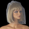Single Layer Fine Birdcage Face Bridal Wedding Veil Blusher with Sparkling Crystal Edge 504