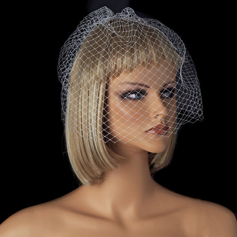 Bridal Wedding Couture Birdcage Bridal Wedding Veil Blusher with Simple Hair Comb in White or Ivory 700