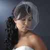 Single Layer Russian Birdcage Face Bridal Wedding Veil with Swarovski Rhinestone Edge & Attached Bridal Wedding Hair Comb 703