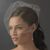 Single Layer Russian Birdcage Face Bridal Wedding Veil with Swarovski Rhinestone Edge & Attached Bridal Wedding Hair Comb 703