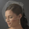 Single Layer Russian Birdcage Face Bridal Wedding Veil with Swarovski Rhinestone Edge & Attached Bridal Wedding Hair Comb 703