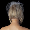 Single Layer Russian Birdcage Face Bridal Wedding Veil with Swarovski Rhinestone Edge & Attached Bridal Wedding Hair Comb 703