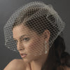 Single Layer Russian Birdcage Face Bridal Wedding Veil Attached To Bridal Wedding Hair Comb with Genuine Swarovski Rhinestone Edge 704