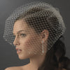 Single Layer Russian Birdcage Face Bridal Wedding Veil Attached To Bridal Wedding Hair Comb with Genuine Swarovski Rhinestone Edge 704