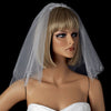 Single Layer Russian Blusher Bridal Wedding Veil with Scalloping Edge of Crystal Drops & Bugle Beads 705