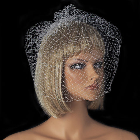 Sparkling Single Layer Russian Birdcage Face Bridal Wedding Veil with Attached Rhinestone Hair Comb 707