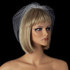 Sparkling Single Layer Russian Birdcage Face Bridal Wedding Veil with Attached Rhinestone Hair Comb 707