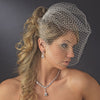 Sparkling Single Layer Russian Birdcage Face Bridal Wedding Veil with Attached Rhinestone Hair Comb 707