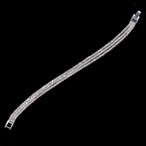 Silver Clear Rhinestone Multi-Strand Bridal Wedding Bracelet