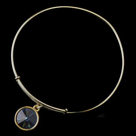 Gold Navy Gemstone Bangle Pendant Bridal Wedding Bracelet